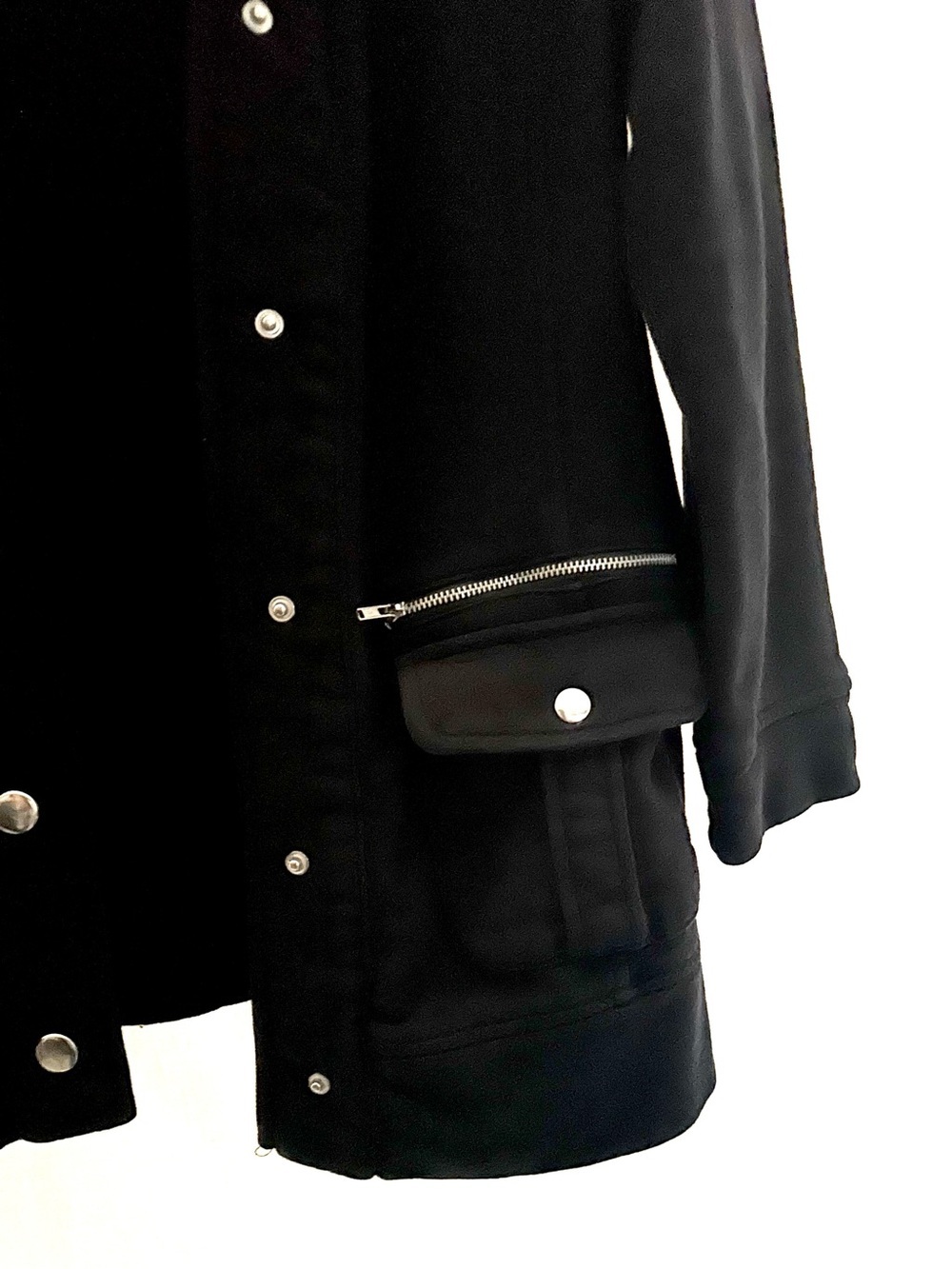 Style & Co. Black Snap-Front Women’s Coat with Zip Pockets Size Medium - Picture 6 of 6
